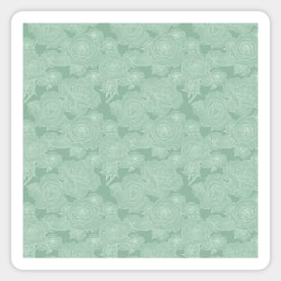 Sage green decorative abstract roses pattern Sticker